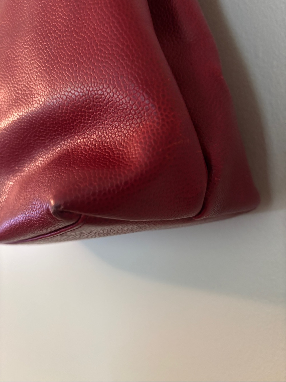 CHANEL Red Caviar Leather Shoulder Bag with Gold CC Charm Vintage COCO - Picture 7 of 16